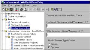 screenshot of WinDraft data entry